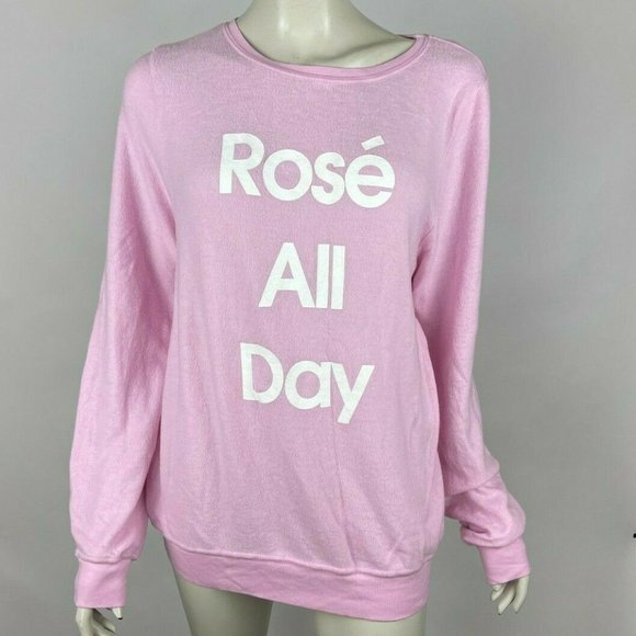 Dream Scene Rose All Day Sweatshirt Long Sleeve Pullover Scoop Neck Women L‎ - Picture 1 of 11